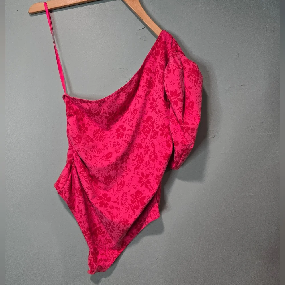 Intimately Free People One Shoulder Floral Bodysuit Size L NWT Cottagecore - Picture 2 of 4
